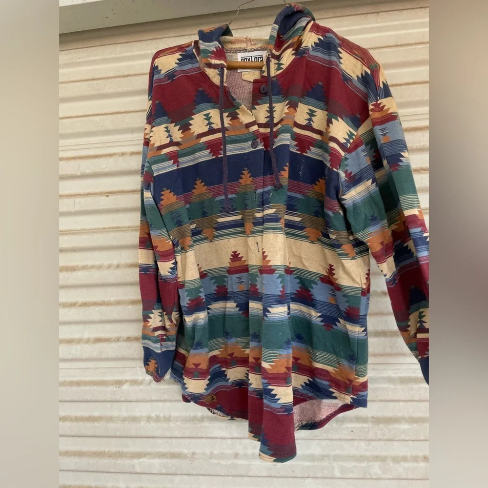 Vintage 90s Next Era Aztec western hooded jacket Large great condition​